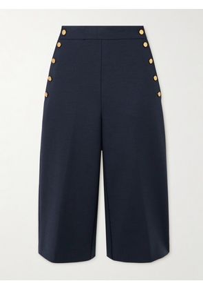 Max Mara - Valdez Button-embellished Wool-blend Shorts - Blue - UK 4,UK 6,UK 8,UK 10,UK 12,UK 14,UK 16,UK 18