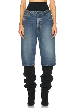 ALAÏA High Waisted Bermuda Short in Blue Vintage - Blue. Size 34 (also in 36, 38, 40, 42).