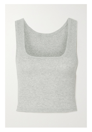SKIMS - Cotton Collection Cropped Ribbed Cotton-blend Jersey Tank - Light Heather Grey - Gray - XXS,XS,S,M,L,XL,2XL,3XL,4XL