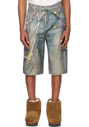 Acne Studios Blue Loose Fit Denim Shorts