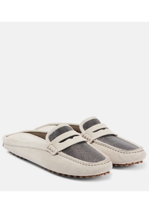 Brunello Cucinelli Monili suede driving mules