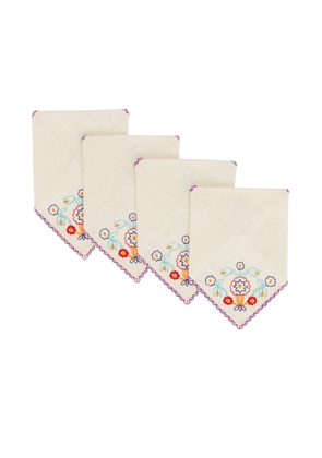 BODE Garden Party Cocktail Napkins in Ecru Multi - Cream. Size all.