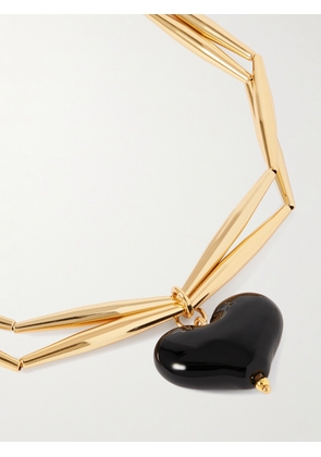 TOHUM - Cuore Duo Gold-plated Glass Necklace - Black - One size