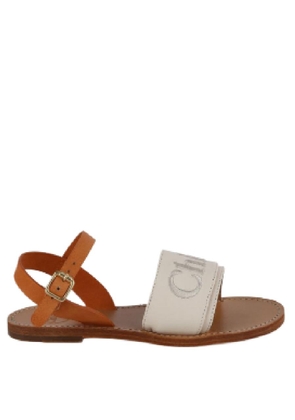 Chloe Kids Logo-Embroidered Leather Sandals