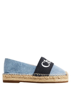 Chloe Girls Logo Denim Woody Espadrilles