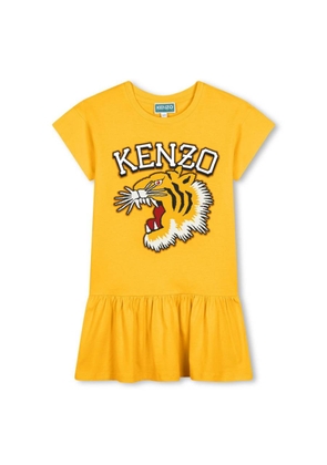 Kenzo Girls Wicker Gold Tiger Logo Print Dress