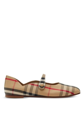 Burberry Kids Checked Mary Jane Round Toe Flats