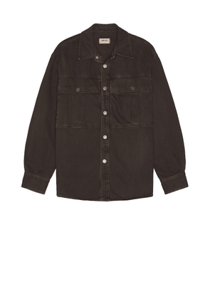 AGOLDE Axel Shirt in Umber - Chocolate. Size M (also in S, XL/1X).