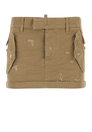 Dsquared2 Khaki Canvas Mini Skirt