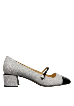 Jimmy Choo Glitter Square-Toe Leather Shoe
