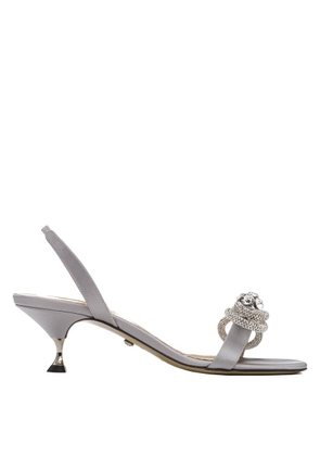 Mach & Mach Grey Double Bow Satin Sandals