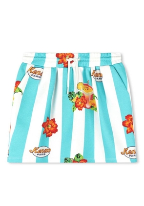 Kenzo Girls Stripe Floral Print Cotton Skirt