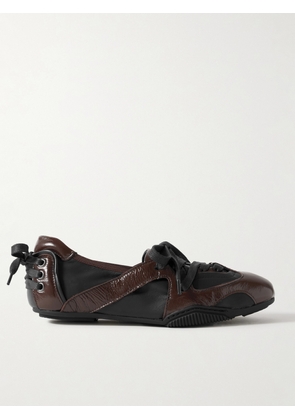Acne Studios - Paneled Smooth And Patent-leather Sneakers - Brown - IT35,IT36,IT37,IT38,IT39,IT40,IT41