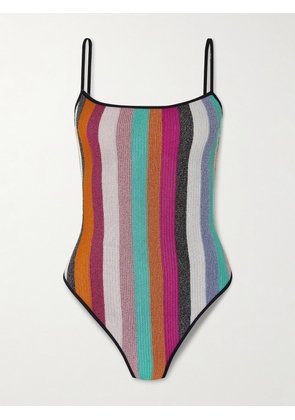 Missoni - Mare Striped Metallic Ribbed Crochet-knit Swimsuit - Multi - IT36,IT38,IT40,IT42,IT44,IT46,IT48