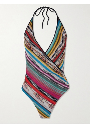 Missoni - Mare Striped Metallic Crochet-knit Halterneck Swimsuit - Multi - IT36,IT38,IT40,IT42,IT44,IT46,IT48
