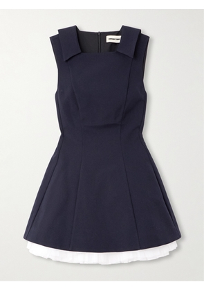 SHUSHU/TONG - Organza-trimmed Wool And Silk-blend Mini Dress - Blue - UK 4,UK 6,UK 8,UK 10,UK 12,UK 14