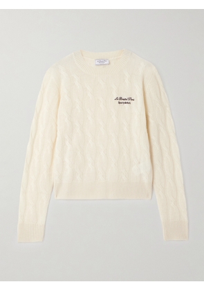 Sporty & Rich - + Le Bristol Paris Faubourg Cable-knit Cashmere And Wool-blend Sweater - Cream - x small,small,medium,large