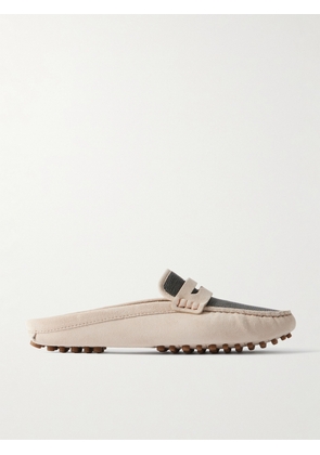 Brunello Cucinelli - Bead-embellished Suede Slippers - Neutrals - IT36,IT36.5,IT37,IT37.5,IT38,IT38.5,IT39,IT39.5,IT40,IT40.5,IT41