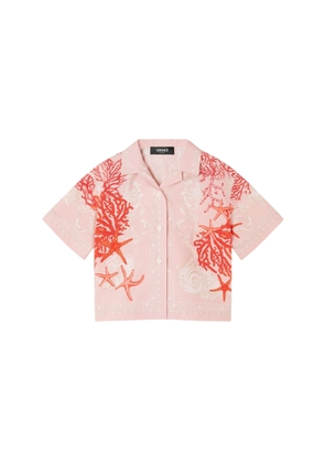 Young Versace Kids All-Over Barocco Sea Print Cotton Shirt