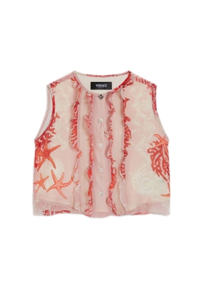 Young Versace Kids Medusa Head-Motif Round Neck Silk Shirt