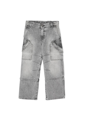 Young Versace Kids Logo Patch Panelled Straight-Leg Cargo Jeans