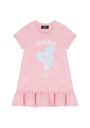Young Versace Kids Logo Print Cotton Dress