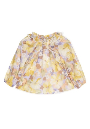 Zimmermann Girls Floral Pop Gather Neck Smock Top
