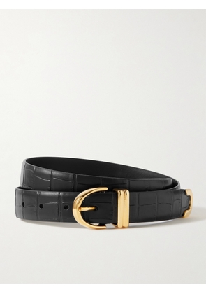KHAITE - Bambi Croc-effect Leather Belt - Black - 70,75,80,85,90