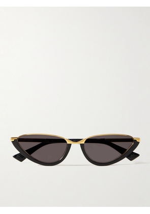 BOTTEGA VENETA EYEWEAR - Cat-eye Acetate And Gold-tone Sunglasses - Black - One size