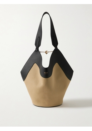 KHAITE - Lotus Small Textured Leather-trimmed Canvas Tote - Black - One size