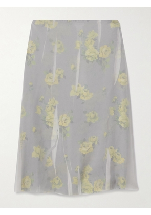 Acne Studios - Layered Distressed Chiffon And Floral-print Crepe Skirt - Gray - EU 32,EU 34,EU 36,EU 38,EU 40