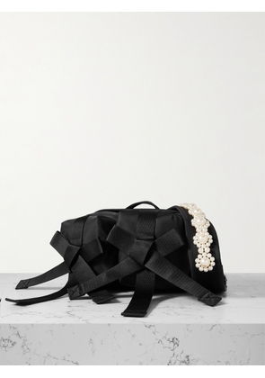 Simone Rocha - Bow And Faux Pearl-embellished Shell Belt Bag - Black - One size