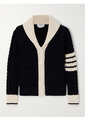 Thom Browne - Striped Cable-knit Wool Cardigan - Blue - IT36,IT38,IT40,IT42,IT44,IT46,IT48