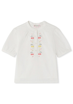 Bonpoint Girls Embroidered-Logo Cotton Blouse