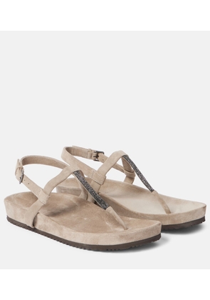 Brunello Cucinelli Monili suede thong sandals