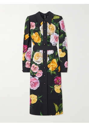 Dolce & Gabbana - Floral-print Cady Midi Dress - Black - IT36,IT38,IT40,IT42,IT44,IT46,IT48,IT50