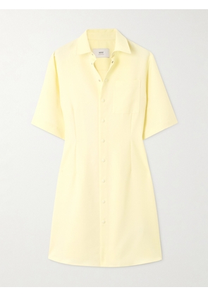 AMI PARIS - Grain De Poudre Wool Mini Shirt Dress - Yellow - FR 34,FR 36,FR 38,FR 40,FR 42