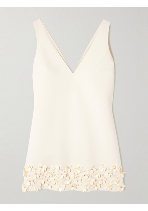 Self-Portrait - Embellished Crepe Mini Dress - Cream - UK 4,UK 6,UK 8,UK 10,UK 12,UK 14,UK 16