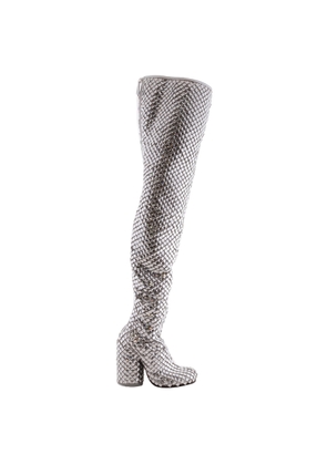 Burberry Anita Over-The-Knee 110 mm Heel Boot in Silver/Crystal, Brand Size 36 ( US Size 6 )