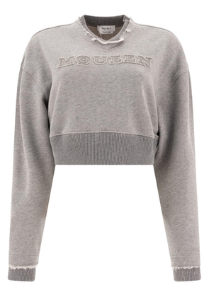 Alexander McQueen Logo Detailed Cropped Sweatshirt