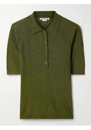Acne Studios - Ribbed-knit Polo Top - Green - xx small,x small,small,medium,large