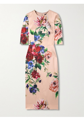 Dolce & Gabbana - Floral-print Satin Midi Dress - Pink - IT38,IT40,IT42,IT44,IT46,IT48,IT50