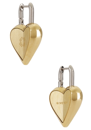 Givenchy Heart Lock Earrings in Golden & Silvery - Metallic Gold. Size all.