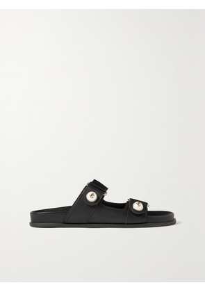 Jimmy Choo - Fayence Faux Pearl-embellished Leather Slides - Black - IT35,IT35.5,IT36,IT36.5,IT37,IT37.5,IT38,IT38.5,IT39,IT39.5,IT40,IT40.5,IT41,IT41.5,IT42,IT43
