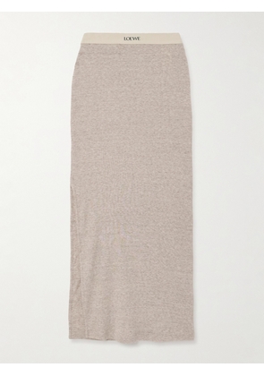 LOEWE - Cotton And Wool-blend Jersey Midi Skirt - Neutrals - x small,small,medium,large