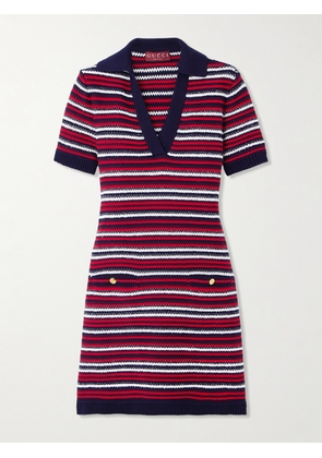 Gucci - Striped Jacquard-knit Cotton-blend Mini Dress - Red - XS,S,M,L,XL,XXL