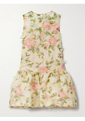 Oscar de la Renta - Tiered Floral-print Silk-blend Georgette Mini Dress - Multi - US0,US2,US4,US6,US8,US10