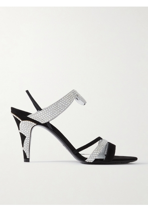 Valentino Garavani - L'une Et L'autre 85 Crystal-embellished Suede And Leather Slingback Sandals - Silver - IT36,IT37,IT38,IT38.5,IT39,IT39.5,IT40,IT40.5,IT41,IT42