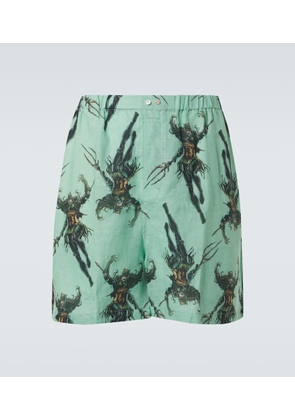 Acne Studios Printed linen shorts