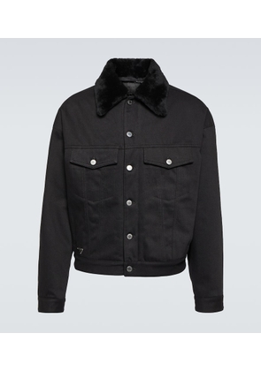 Prada Shearling-trimmed denim jacket